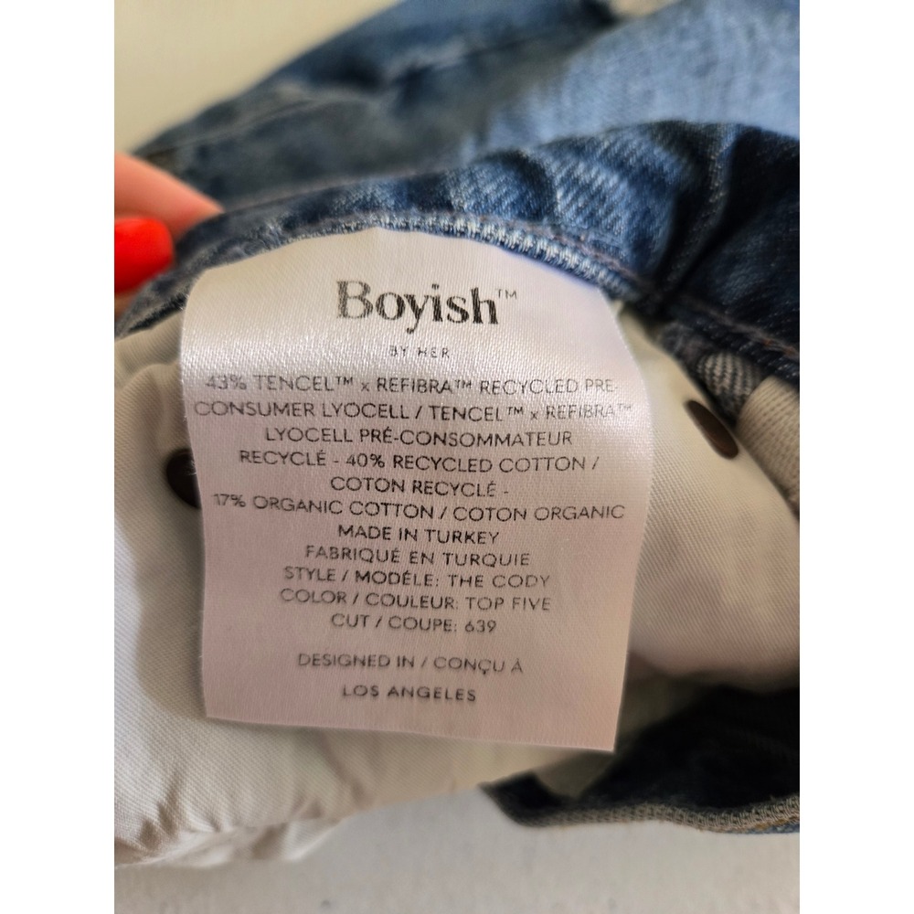Boyish The Cody High-Rise Cut Off Distressed Denim Shorts Top Five Wash Size 28 - Picture 5 of 13